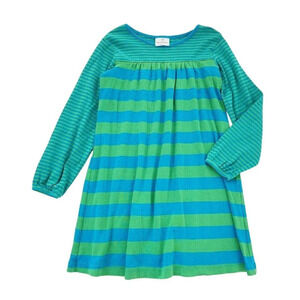 Hanna Andersson Play day dress green blue stripe 8 Girl